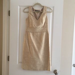Anne Klein Tweed Gold/Cream Sheath Dress